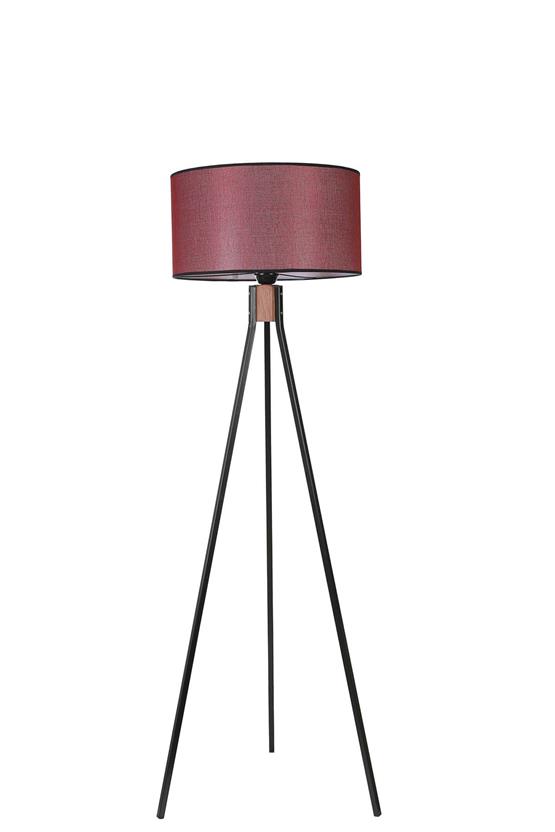 Lumexx Fısco Tripod Siyah Lambader Silindir Hasır Bordo Abajurlu