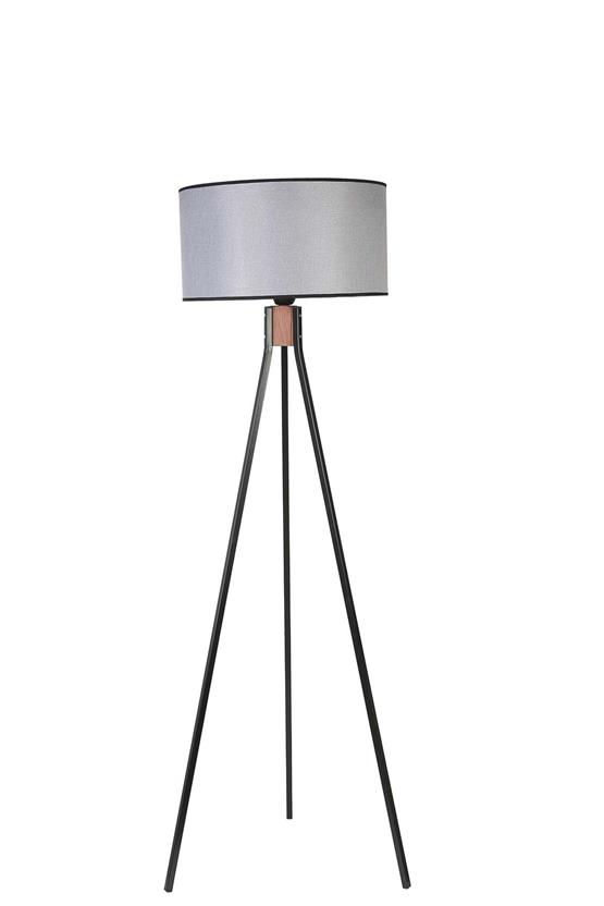 Lumexx Fısco Tripod Siyah Lambader Silindir Hasır Gri Abajurlu