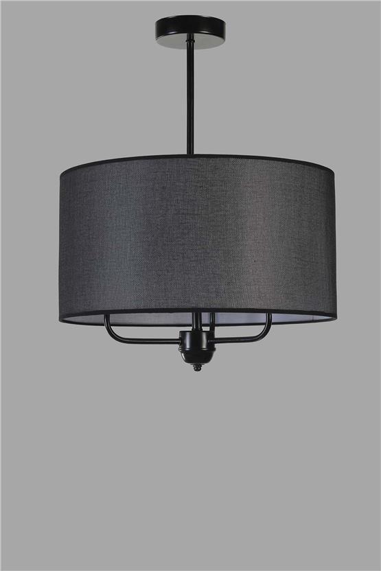 Lumexx Hasır Siyah Abajurlu 3 Lü Sarkıt Avize