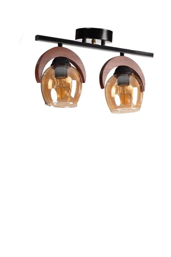 Lumexx Helena 2 Li Sıralı Bal Camlı Plafonyer Avize