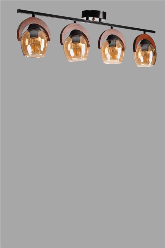 Lumexx Helena 4 Lü Sıralı Bal Camlı Plafonyer Avize