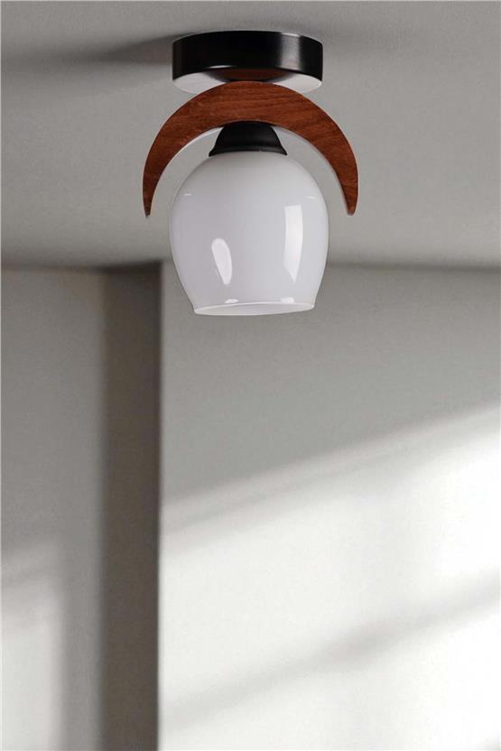 Lumexx Helena Tekli Beyaz Camlı Plafonyer Avize