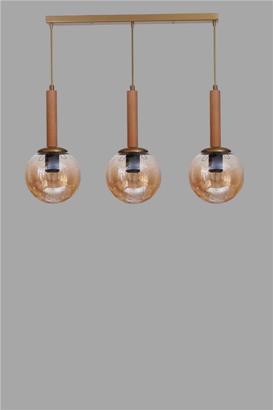 Lumexx Işıl 3 Lü Sıralı Naturel Bal Camlı Sarkıt