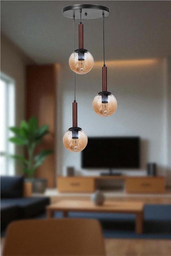 Lumexx Işıl 3 Lü Tepsili Ceviz Bal Camlı Sarkıt