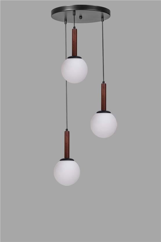 Lumexx Işıl 3 Lü Tepsili Ceviz Beyaz Camlı Sarkıt