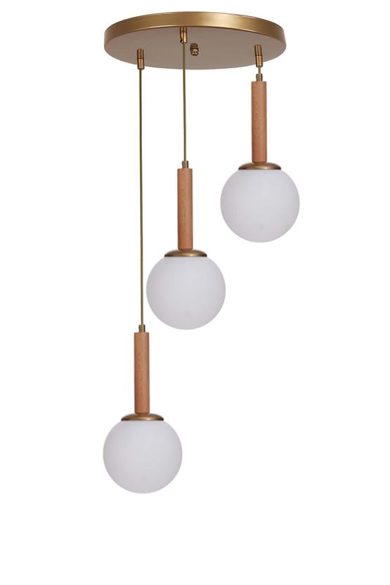 Lumexx Işıl 3 Lü Tepsili Naturel Beyaz Camlı Sarkıt