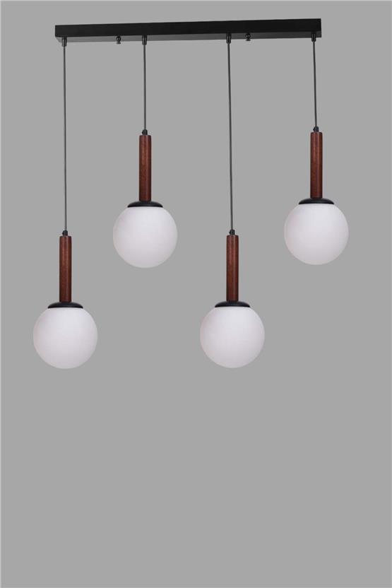 Lumexx Işıl 4 Lü Sıralı Ceviz Beyaz Camlı Sarkıt