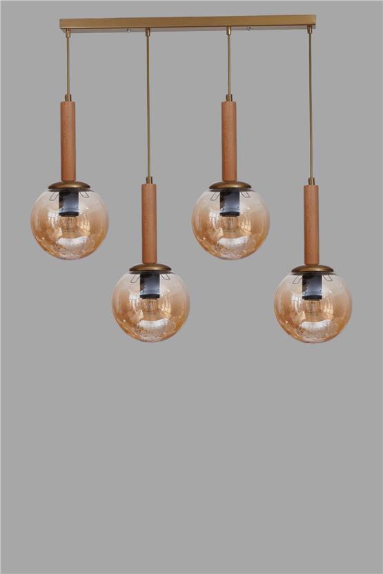 Lumexx Işıl 4 Lü Sıralı Naturel Bal Camlı Sarkıt