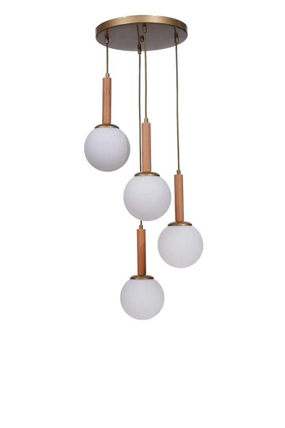 Lumexx Işıl 4 Lü Tepsili Naturel Beyaz Camlı Sarkıt