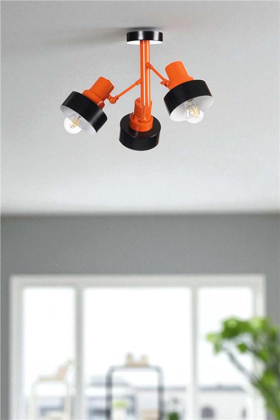 Lumexx Jesus 3 Lü Siyah-Turuncu Plafonyer Avize