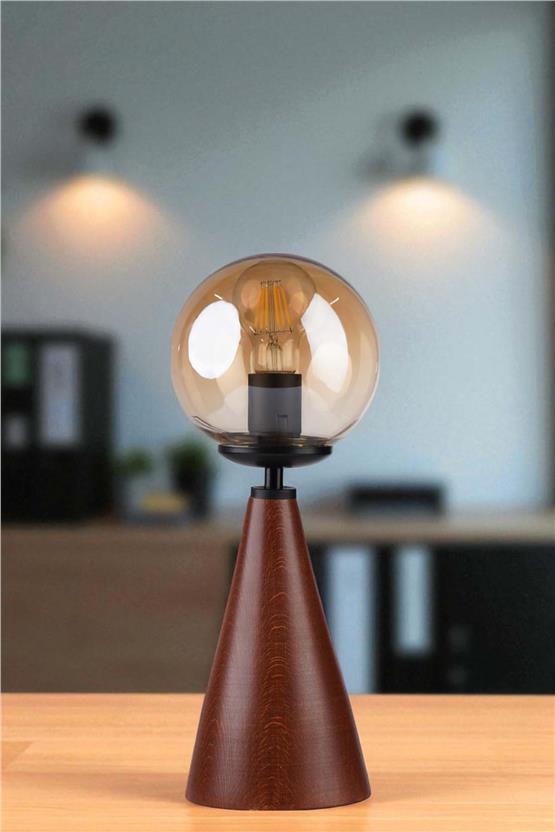 Lumexx Juno Ceviz Bal Camlı Masa Lambası