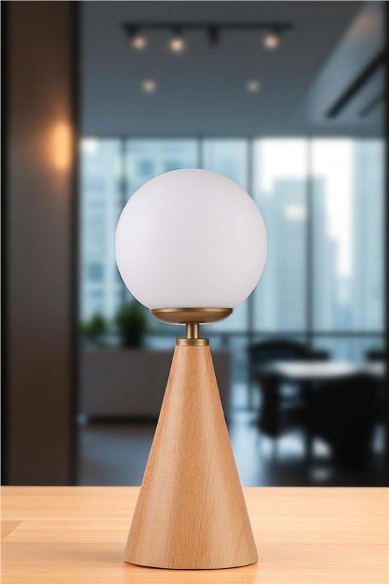Lumexx Juno Naturel Beyaz Camlı Masa Lambası