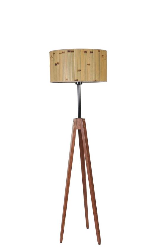 Lumexx Kanarya Ceviz Lambader Silindir Bambu 02 Abajurlu
