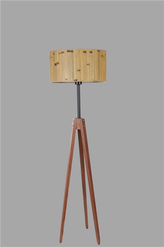 Lumexx Kanarya Ceviz Lambader Silindir Bambu 02 Abajurlu