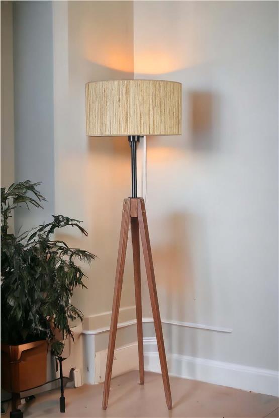 Lumexx Kanarya Ceviz Lambader Silindir Bambu 010 Abajurlu