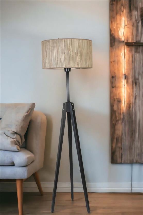 Lumexx Kanarya Siyah Lambader Silindir Bambu 09 Abajurlu