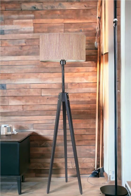 Lumexx Kanarya Siyah Lambader Silindir Bambu 04 Abajurlu