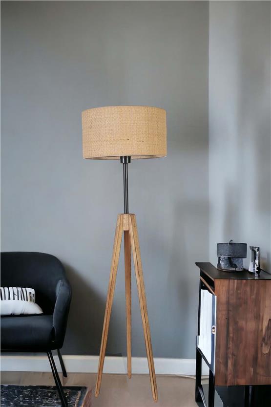 Lumexx Kanarya Yanık Lambader Silindir Hasır Rattan Abajurlu