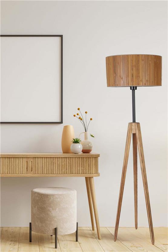 Lumexx Kanarya Yanık Lambader Silindir Bambu 01 Abajurlu