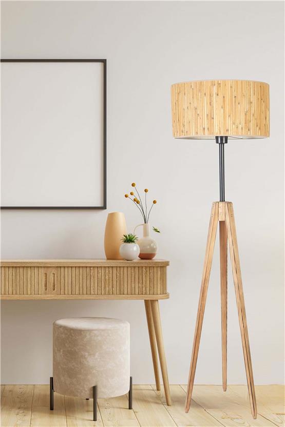 Lumexx Kanarya Yanık Lambader Silindir Bambu 07 Abajurlu