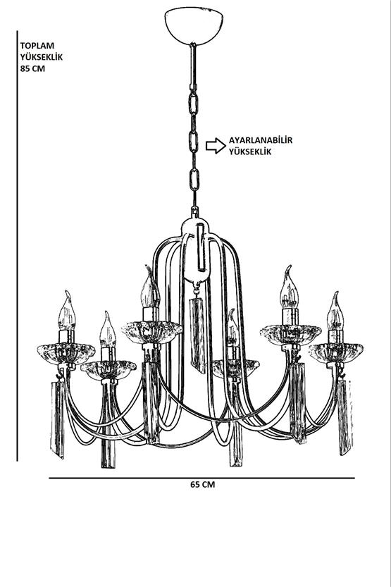 Lumexx Kontes 6 Lı Krom Rustik Avize