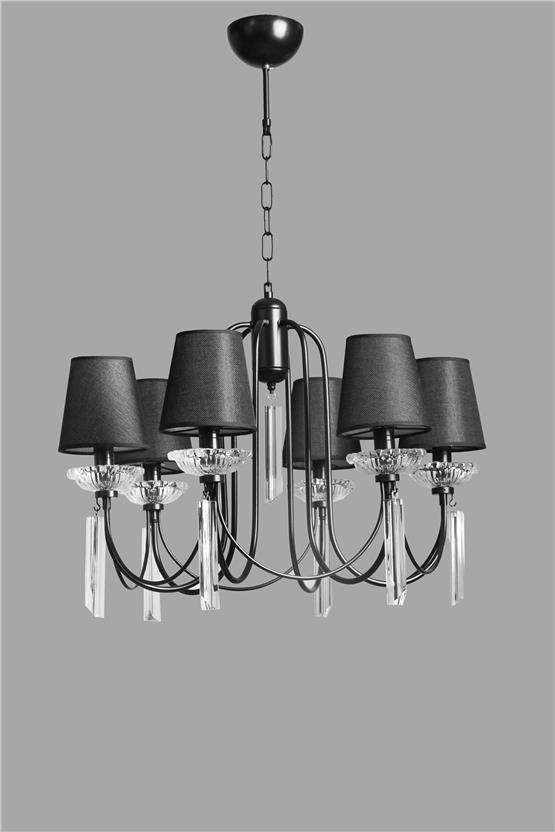 Lumexx Kontes 6 Lı Siyah Abajurlu Siyah Avize