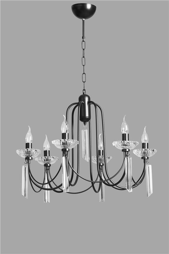 Lumexx Kontes 6 Lı Siyah Rustik Avize