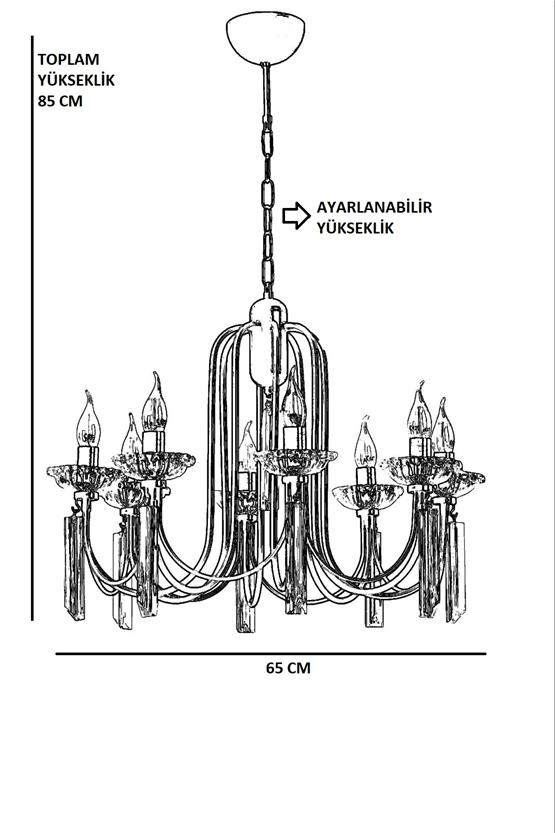 Lumexx Kontes 8 Li Siyah Rustik Avize