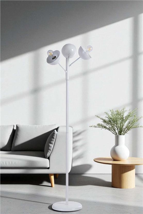 Lumexx Küre 3 Lü Beyaz Lambader Metal Başlıklı