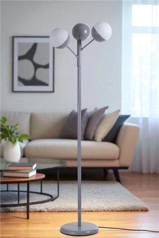 Lumexx Küre 3 Lü Gri Lambader Beyaz Camlı