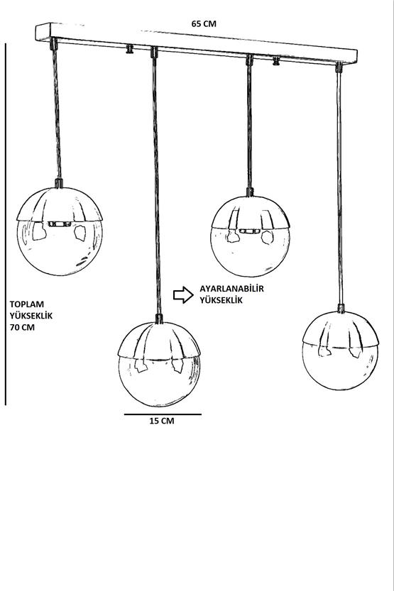 Lumexx Küre 4 Lü Sıralı Eskitme Beyaz Camlı Sarkıt