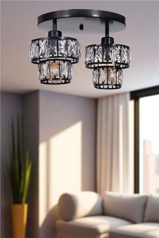 Lumexx Leo 2 Li Tepsili Siyah Plafonyer Avize