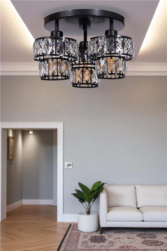 Lumexx Leo 3 Lü Tepsili Siyah Plafonyer Avize