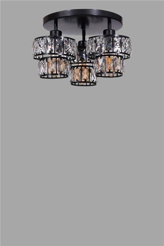 Lumexx Leo 3 Lü Tepsili Siyah Plafonyer Avize