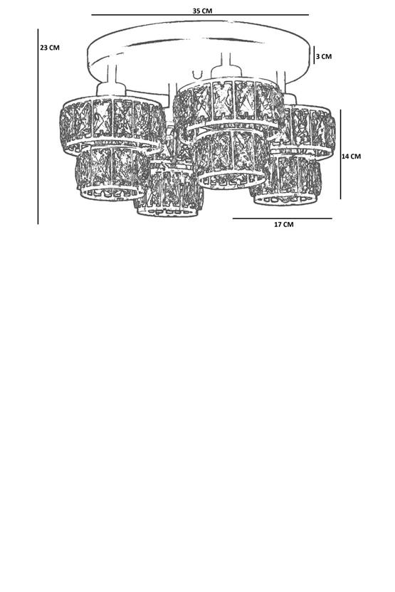 Lumexx Leo 4 Lü Tepsili Siyah Plafonyer Avize