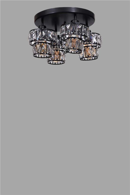 Lumexx Leo 4 Lü Tepsili Siyah Plafonyer Avize