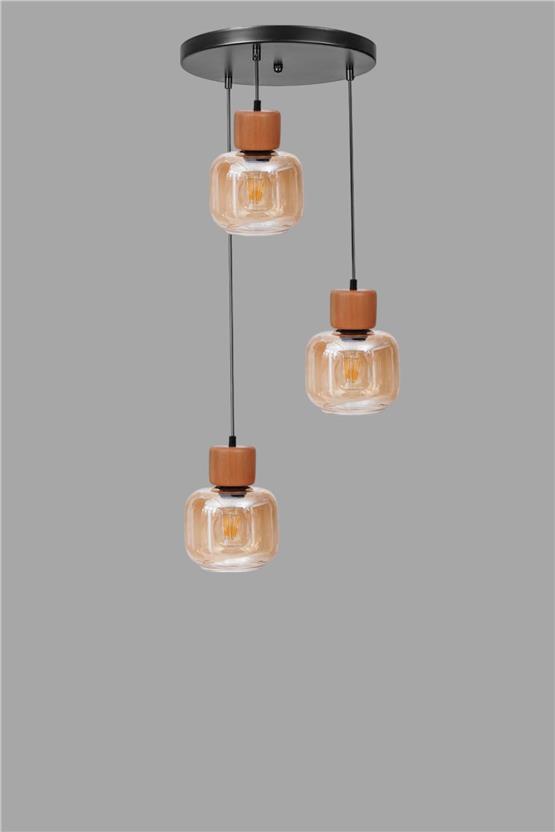 Lumexx Lidya 3 Lü Tepsili Siyah Bal Camlı Sarkıt