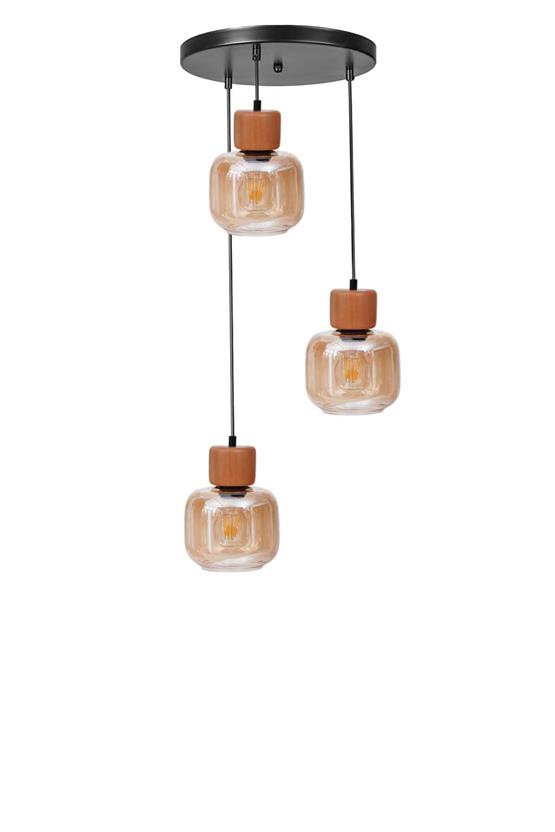 Lumexx Lidya 3 Lü Tepsili Siyah Bal Camlı Sarkıt