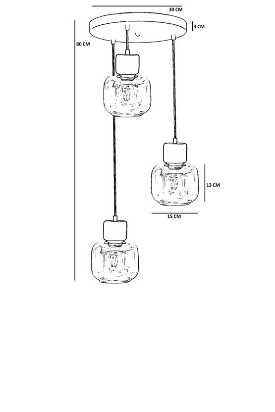 Lumexx Lidya 3 Lü Tepsili Siyah Bal Camlı Sarkıt