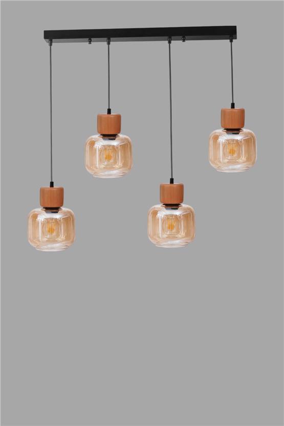 Lumexx Lidya 4 Lü Sıralı Siyah Bal Camlı Sarkıt