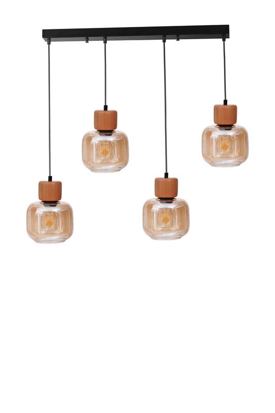 Lumexx Lidya 4 Lü Sıralı Siyah Bal Camlı Sarkıt