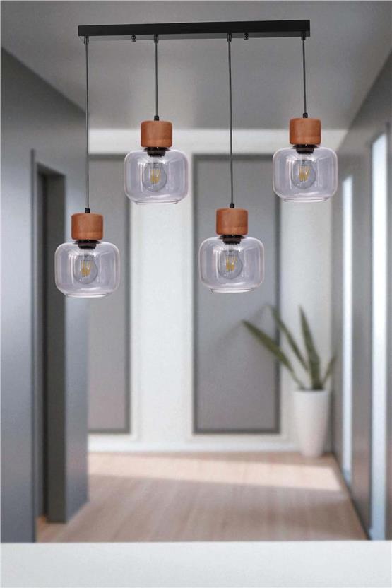 Lumexx Lidya 4 Lü Sıralı Siyah Füme Camlı Sarkıt