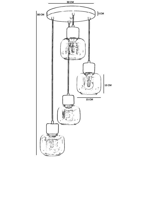 Lumexx Lidya 4 Lü Tepsili Siyah Bal Camlı Sarkıt