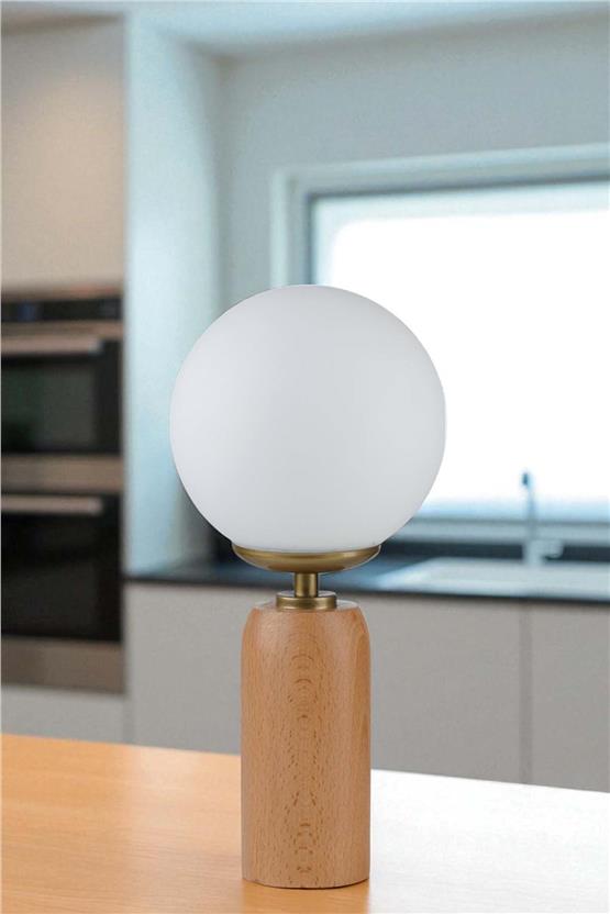 Lumexx Lole Naturel Beyaz Camlı Masa Lambası