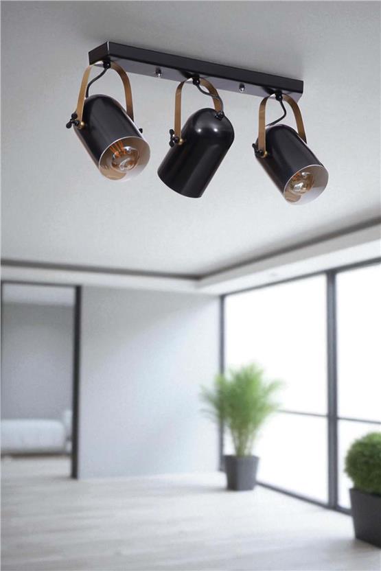Lumexx London 3 Lü Sıralı Siyah Plafonyer Avize