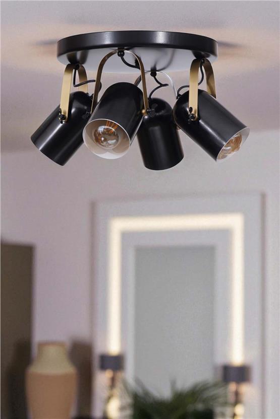 Lumexx London 4 Lü Tepsili Siyah Plafonyer Avize