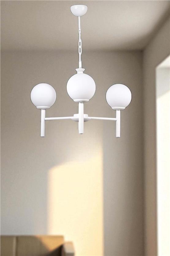 Lumexx Luke 3 Lü Beyaz Camlı Avize