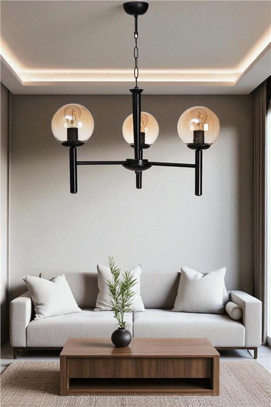 Lumexx Luke 3 Lü Siyah Bal Camlı Avize