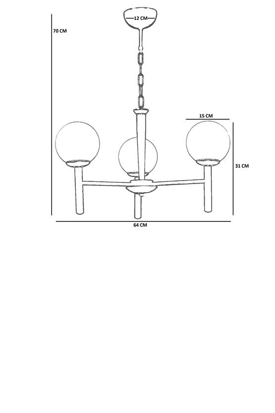 Lumexx Luke 3 Lü Siyah Bal Camlı Avize