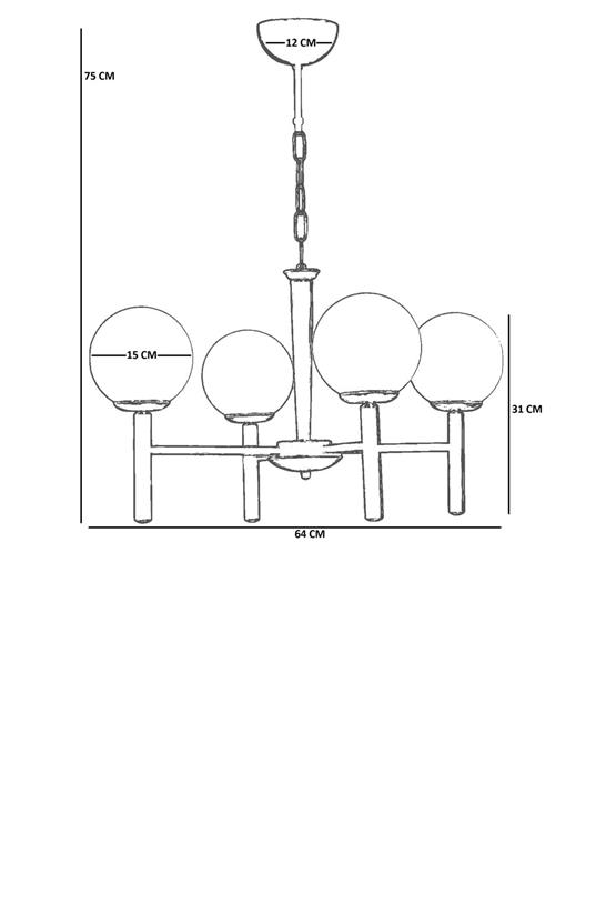 Lumexx Luke 4 Lü Siyah Bal Camlı Avize